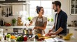 © sujamin - Couple cooking fun.