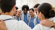© MT - Diverse Medical Team Collaboration in Scrubs Celebrating Success in Healthcare