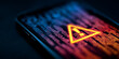 © Enrique - A smartphone showing a warning alert over digital code, representing mobile security risk, cyber threats and unsafe data exposure