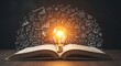 © Raju - Glowing light bulb above open book with creative thinking icons