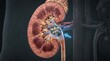 © Jayk - 3D medical illustration of a kidney stone blocking the ureter and causing pain
