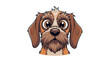 © oxva - A cartoon illustration of a surprised dog's face with big eyes and floppy ears.