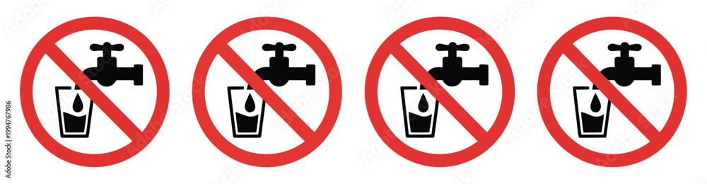 Do not use water sign, no drinkable water symbol, non potable water ...