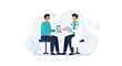 © Ajaya - Doctor with patient discussing medical report in clinic, flat vector illustration