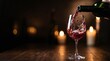 © sch_ai - Red Wine Pouring Into Glass Dark Background