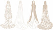 © Simixroya - Elegant illustration featuring four different stylized bridal gowns, depicted in neutral colors