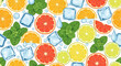 © Sir Gant - Vibrant citrus mixture seamless pattern with ice cubes and fresh mint leaves