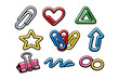 © YULIIA - Colorful paperclips and binder clip in various shapes on white background.