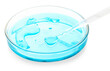 © New Africa - Biochemistry. Dripping liquid onto Petri dish with samples isolated on white