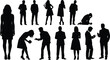 © Shamim's World - Professional Business People Silhouette Set Featuring Office Workers in Various Poses for Corporate Communication Teamwork Leadership and Management Graphic Design Assets