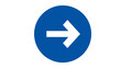 © Taslima - White right arrow symbol inside a blue circle on a white background with direction continue navigation interface movement minimalist contrast chromatic isolated background communication