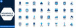 © aura studio - Household appliances icon set. Kitchen, laundry, refrigerator, microwave, dishwasher, vacuum cleaner, toaster, blender, oven, electric home equipment. Editable icons collection. Vector.