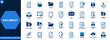© aura studio - Document and file management icon set. Document, file, folder, report, form, contract, archive, upload, inbox, certificate. Editable icons collection. Vector.