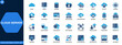© aura studio - Cloud server and infrastructure icon set. cloud computing, server, database, storage, network, hosting, data transfer, backup, cybersecurity, web services. Editable icons collection. Vector.