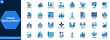 © aura studio - Urban development icon set for city architecture and construction projects. Buildings, infrastructure, residential, commercial real estate, urban planning, skyline, zoning. Editable icons collection.