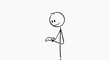 © Joao - A simplistic stick figure observing his wrist watch, as if waiting or checking the time. A minimalist character expression the value of time.