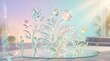 © GenerativeAIpicture - Vibrant Botanical Crystal Sculpture with Soft Colorful Background