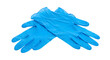 © Mst - Blue nitrile gloves isolated on white, medical latex examination gloves, protective surgical hand wear, disposable safety equipment for healthcare and cleaning