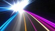 © Chici - Túnel de velocidade da luz com trilhas coloridas brilhantes para conceitos digitais futuristas