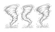 © Mehedy - Three hand drawn tornadoes swirling violently over cracked ground twister storm weather