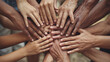 © amhmd - Hands of diverse people stacked together for culinary showcases and restaurant branding