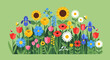 © Ahda - Vibrant Spring Flower Garden with Bees, Flat Design Illustration