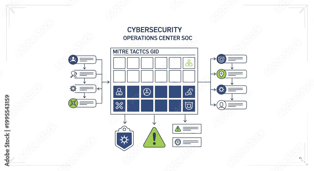 Cybersecurity operations center soc diagram mitre tactics infographic ...