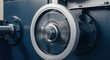© Loh - Close-up of a rapidly spinning industrial metal pulley wheel in motion, showcasing mechanical engineering details.