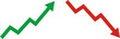 © Volodymyr - Stock market. The rise and fall of securities. Successful trading. Market trend up green and red down arrows, financial graphs. Business investment growth and loss arrow. Graph going up and down