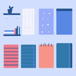 © Chici - Ilustração Minimalista de Materiais de Estudo e Planejamento com Cadernos, Agendas e Livros para Organização e Produtividade