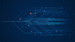 © natrot - Glowing blue data flow lines spreading from a central source with scattered particles, representing big data processing, analytics, and high speed digital transmission
