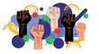 © Sher - Multiracial fists raised in solidarity against virus pandemic