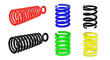 © din - Set of colorful coiled springs, red, blue, black, green, yellow, abstract design