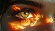 © Zam - Womans Eye with Fiery Reflections and Vibrant Colors.