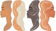 © Agus - Artistic depiction of four stylized profiles, each with different skin tones, hair & design