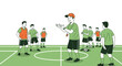 © nuri - Soccer Coach Training Young Players on Field with Ball