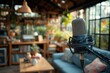 © rinz - Professional Microphone Set Up in a Cozy Home Studio Environment.
