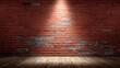 © rinz - Spotlight on a Textured Brick Wall and Wooden Floor.