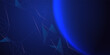 © Musdalifah - Abstract tech background with low poly wireframe elements. Space technology background in blue. Dark technology bg. Polygonal digital planet in outer space. AI technology concept. Vector illustration