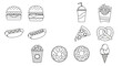 © halim - Collection of Fast Food Icons Line Art Style.