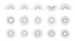 © FarzanaAkter - Set of minimalist sunburst and light ray graphic icons in various circular and semi-circular designs on a plain white background.