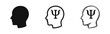 © drawing lines - Psychology Symbol psi in Human Head Icon Set in Three Styles