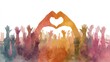 © Yus - Diverse Crowd Forming Heart Shape with Hands Symbolizing Unity and Love.