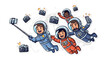 © nur - Astronauts in space taking selfie with cameras floating around