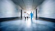 © Cleveland - abstract long exposure of a hospital corridor with doctors and nurses walking