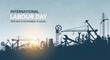 © Bloody 007 - International Labour Day celebration with industrial workers and sunrise backdrop
