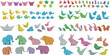 © EdGe Creative - Large origami collection vector set with animals birds boats stars and shapes colorful paper fold illustration bundle isolated design