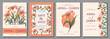 © Gulsim - Set of wedding invitation templates with lily flowers. Elegant botanical cards with orange lilies, layouts for romantic ceremony and save the date designs. Vector poster templates