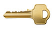 © Bogdan - Shiny brass house key with detailed cuts, isolated on transparent background