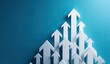 © Muzammil - White Arrows Pointing Upward on a Blue Background Symbolizing Growth and Success.